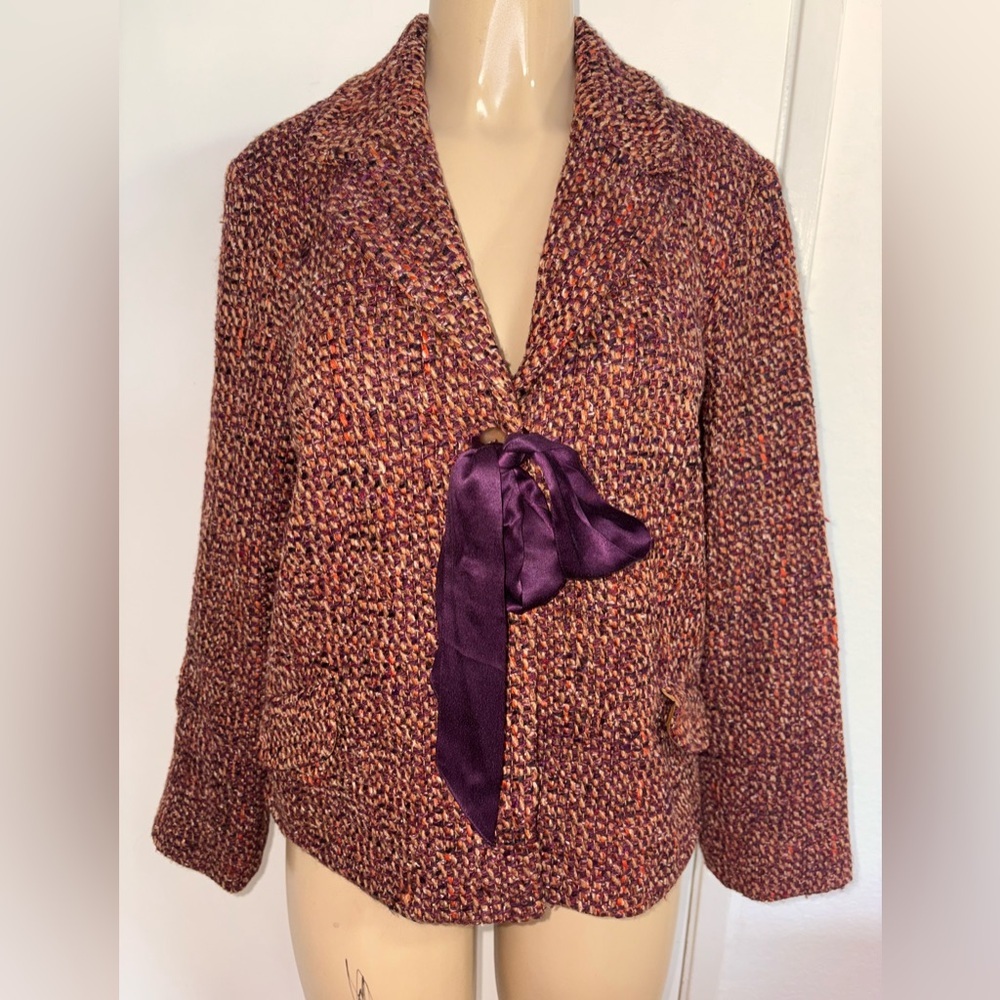 J.Jill Bouclé Jacket/Blazer in a boysenberry multi-color wool blend Size 12